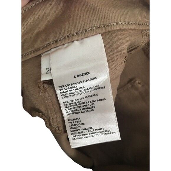L'Agence Jeans Women's Size 29 Tan Cotton Blend Margot Skinny Waxed Denim - Picture 9 of 9